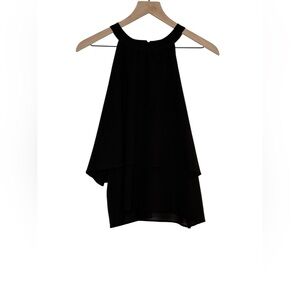 Paper Crane Black Sheer Layered Ruffle Tank Blouse Woman's Size Medium